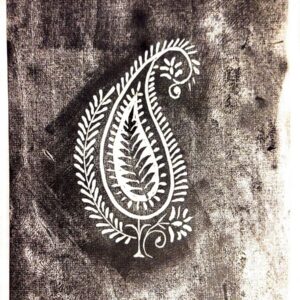 Handcrafted Lino Print – Bote Jeghe (Persian Cypress Motif)